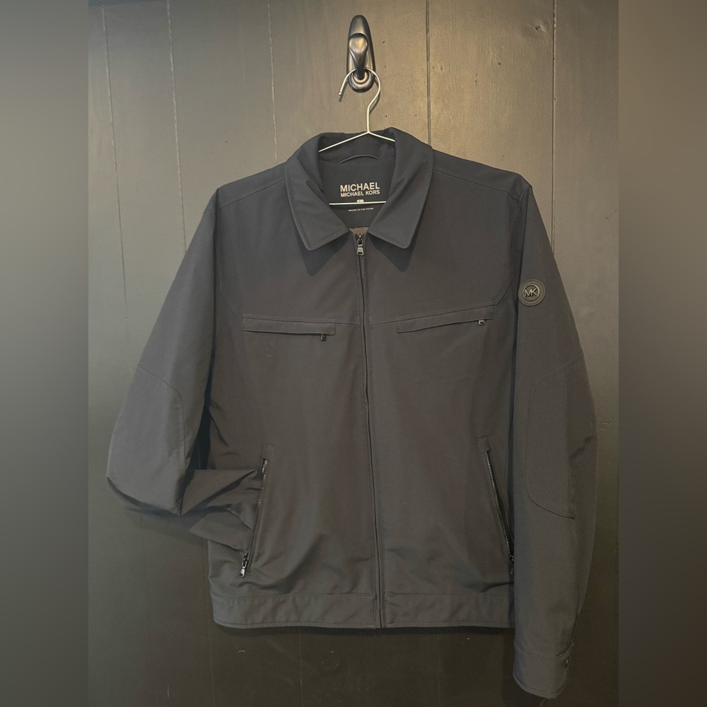 Michael Kors Men's Dark Blue Lightweight Zip-Front Shirt Jacket